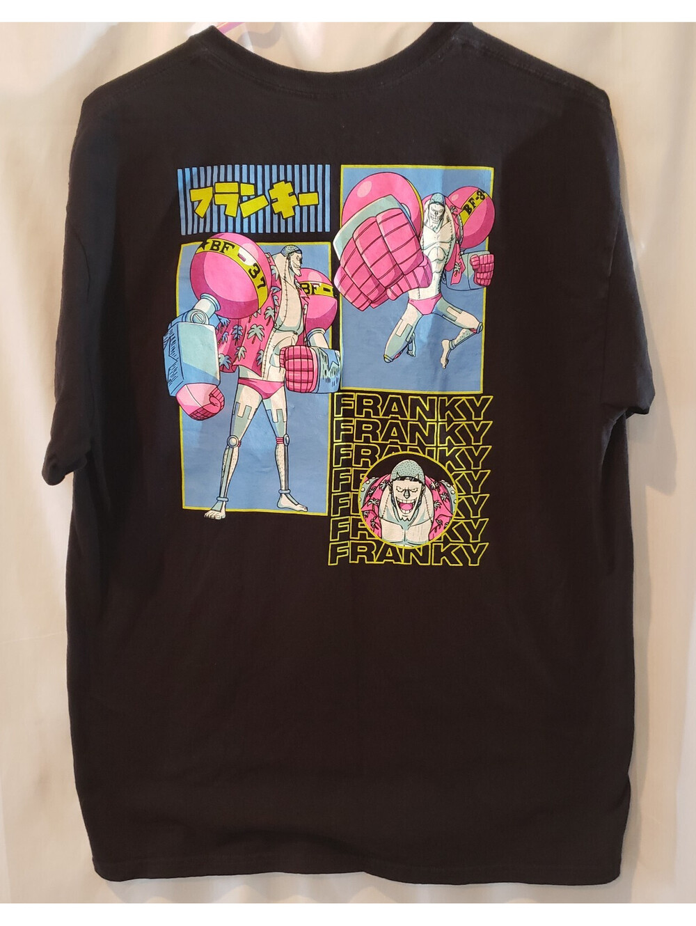 Ripple Junction One Piece Franky Mens L Black Anime Graphic T-Shirt Manga